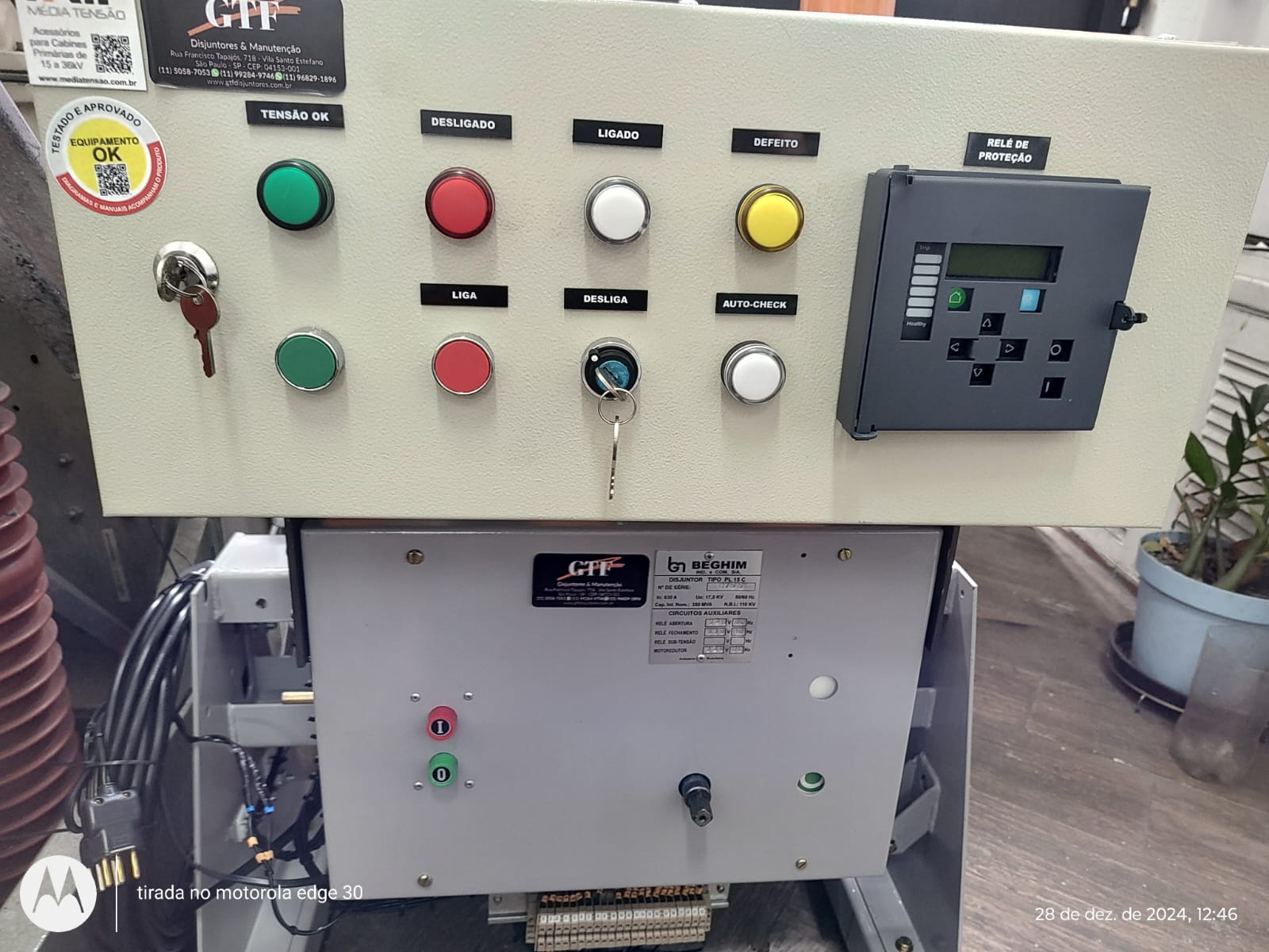 Instrumentação e ensaios elétricos em equipamento industrial